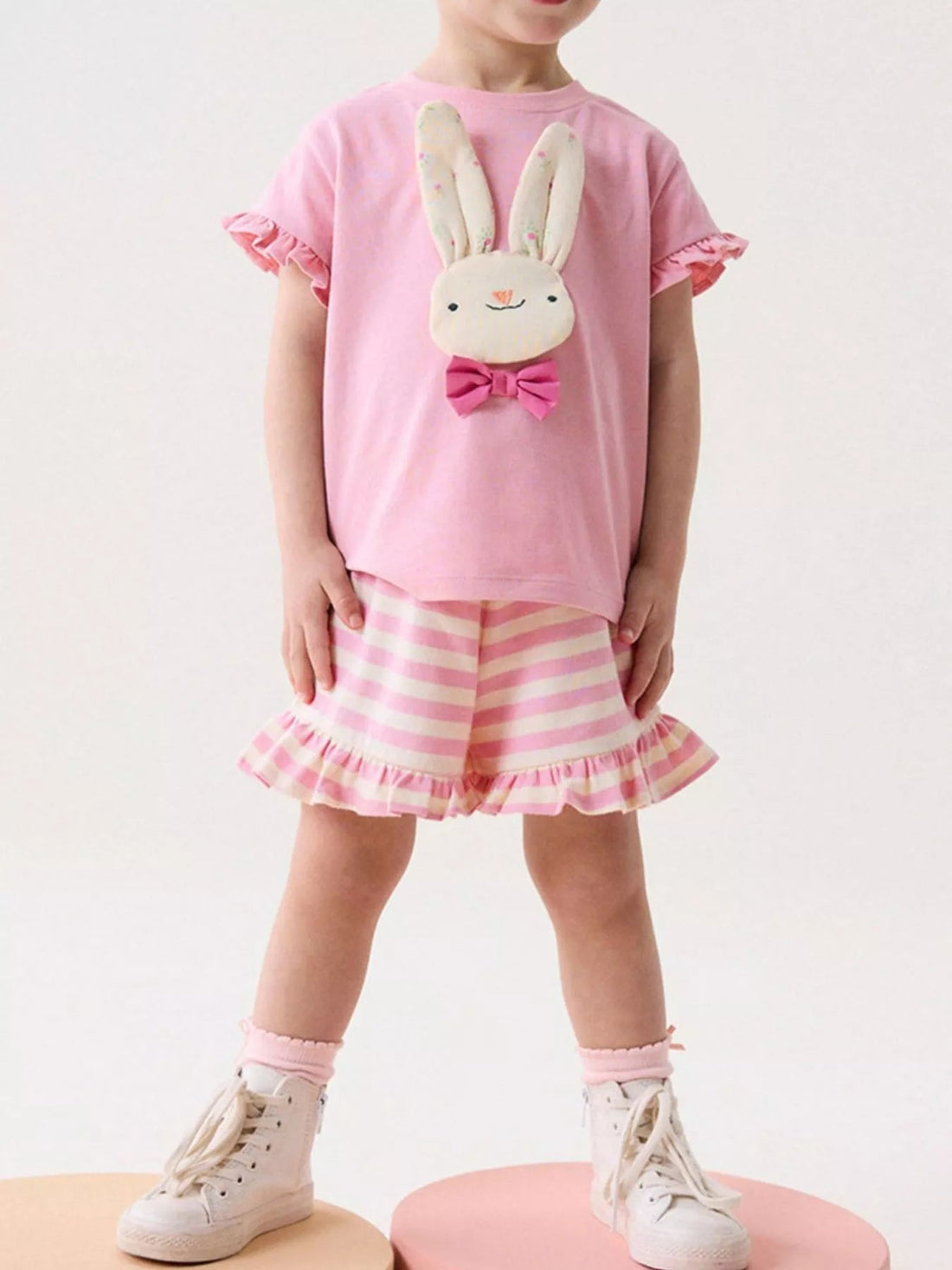 Children's Cute Bunny Applique Ruffle Trim Set designed for comfort and style at Lookzlike