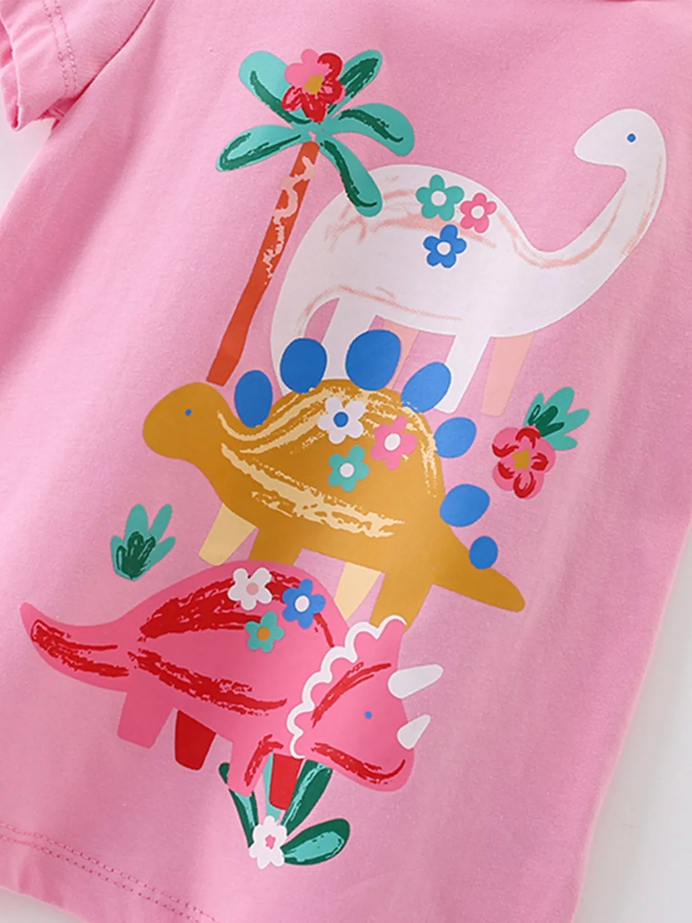 Children's Cute Dinosaur Graphic Short Sleeve T-Shirt designed for comfort and style at Lookzlike
