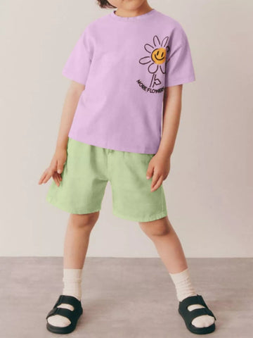 Children's Daisy Print Tee and Shorts Set designed for comfort and style at Lookzlike