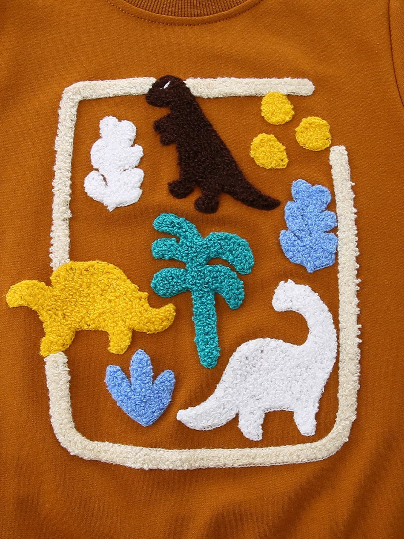 Children's Dinosaur Applique Crew Neck Sweatshirt designed for comfort and style at Lookzlike