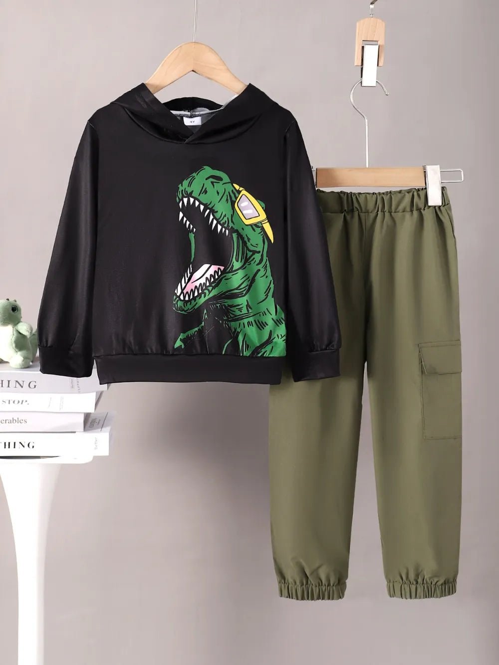 Children's Dinosaur Graphic Hoodie and Pants Set designed for comfort and style at Lookzlike
