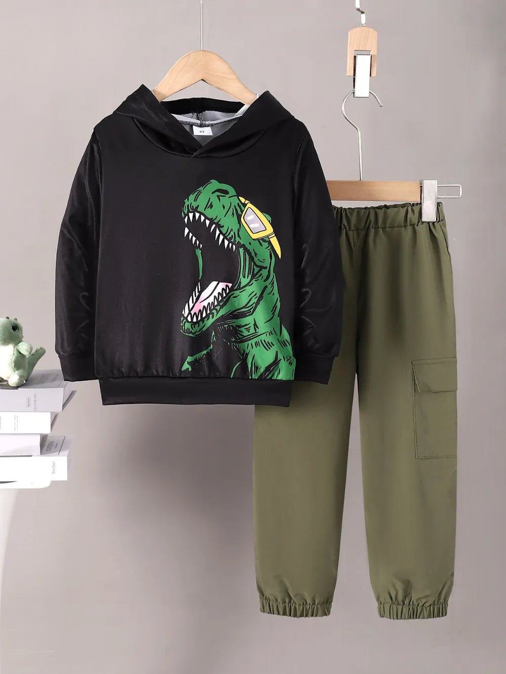 Children's Dinosaur Graphic Hoodie and Pants Set designed for comfort and style at Lookzlike