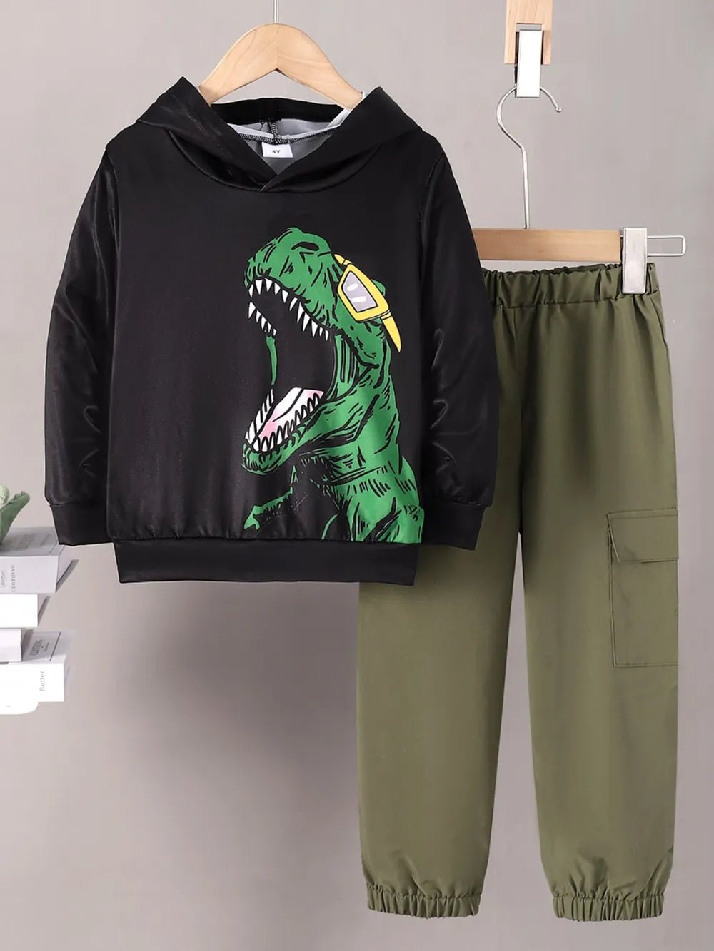 Children's Dinosaur Graphic Hoodie and Pants Set designed for comfort and style at Lookzlike