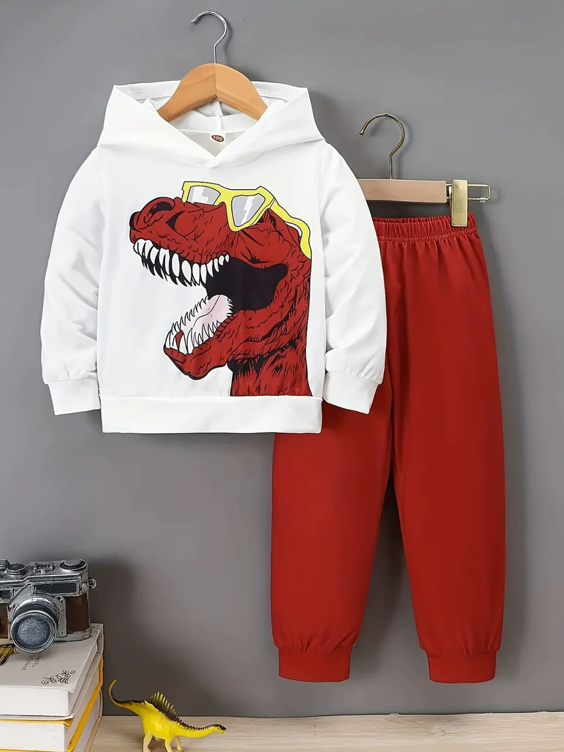 Children's Dinosaur Graphic Hoodie and Pants Set designed for comfort and style at Lookzlike