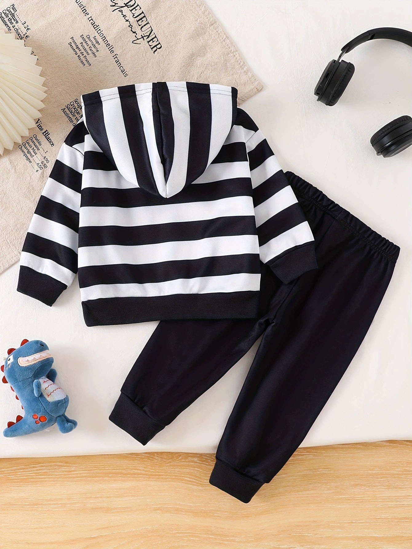 Children's Dinosaur Striped Hoodie & Pants Set designed for comfort and style at Lookzlike