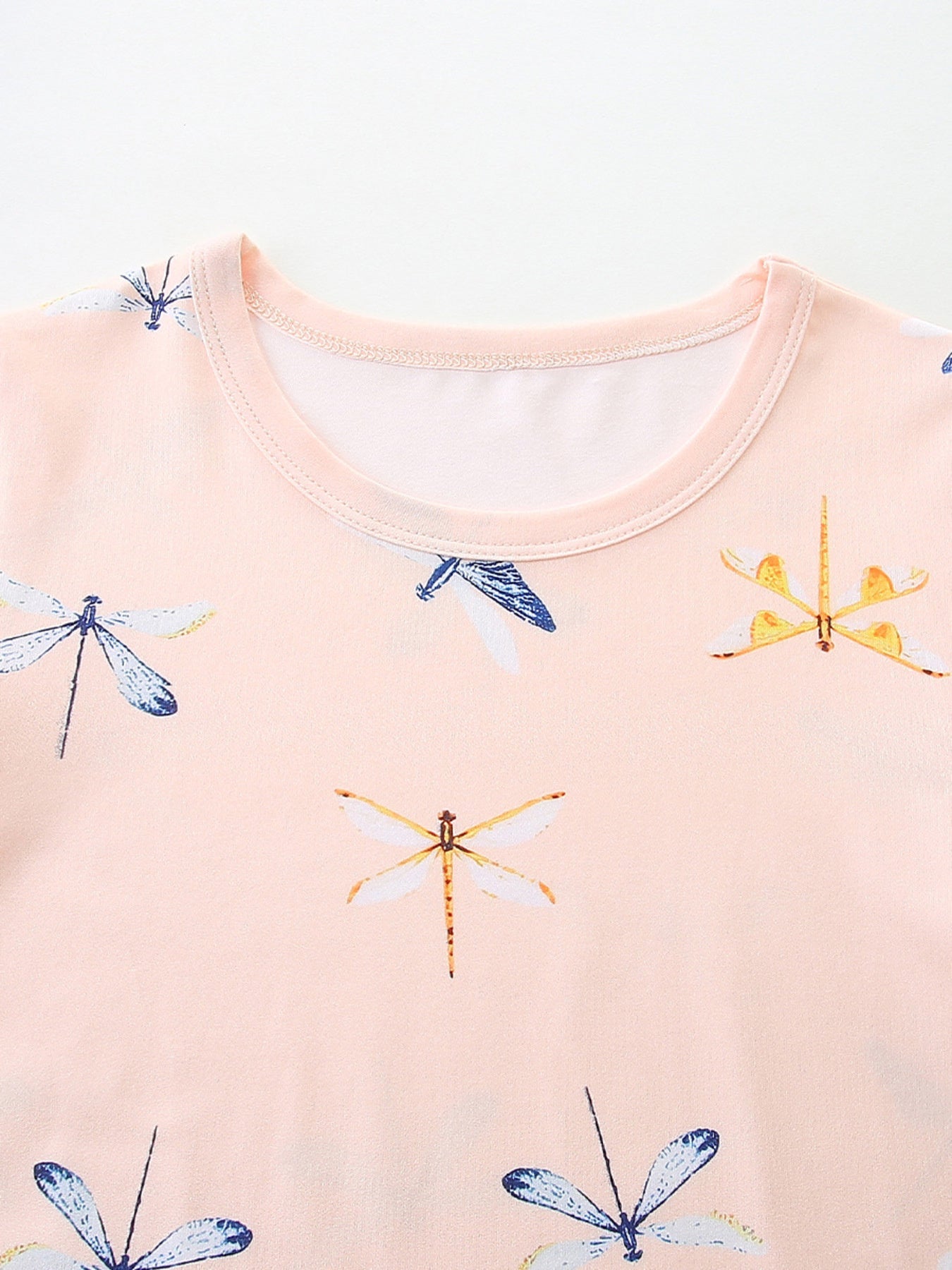 Children's Dragonfly Print Casual Tee and Shorts Set designed for comfort and style at Lookzlike