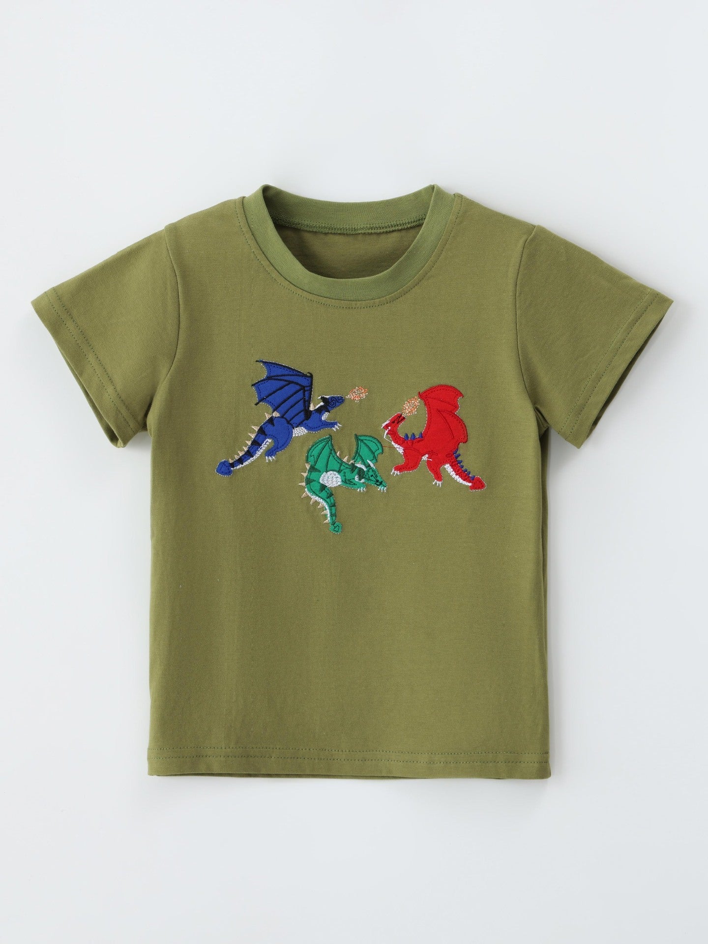 Children's Embroidered Dragon Short Sleeve T-Shirt designed for comfort and style at Lookzlike