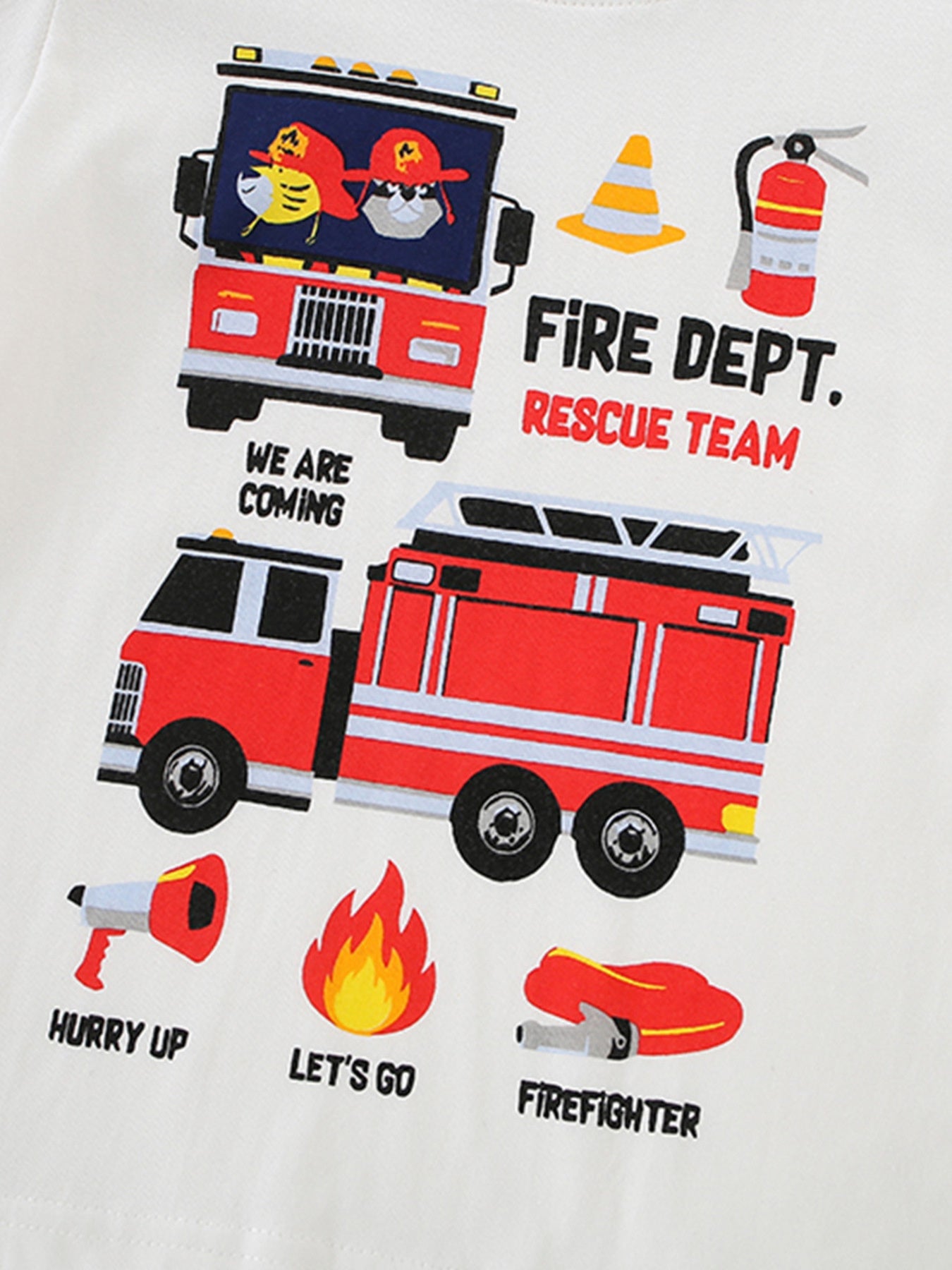 Children's Fire Truck Graphic Crew Neck T-Shirt designed for comfort and style at Lookzlike