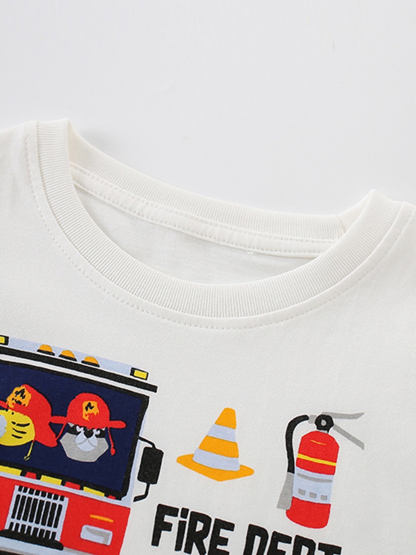 Children's Fire Truck Graphic Crew Neck T-Shirt designed for comfort and style at Lookzlike