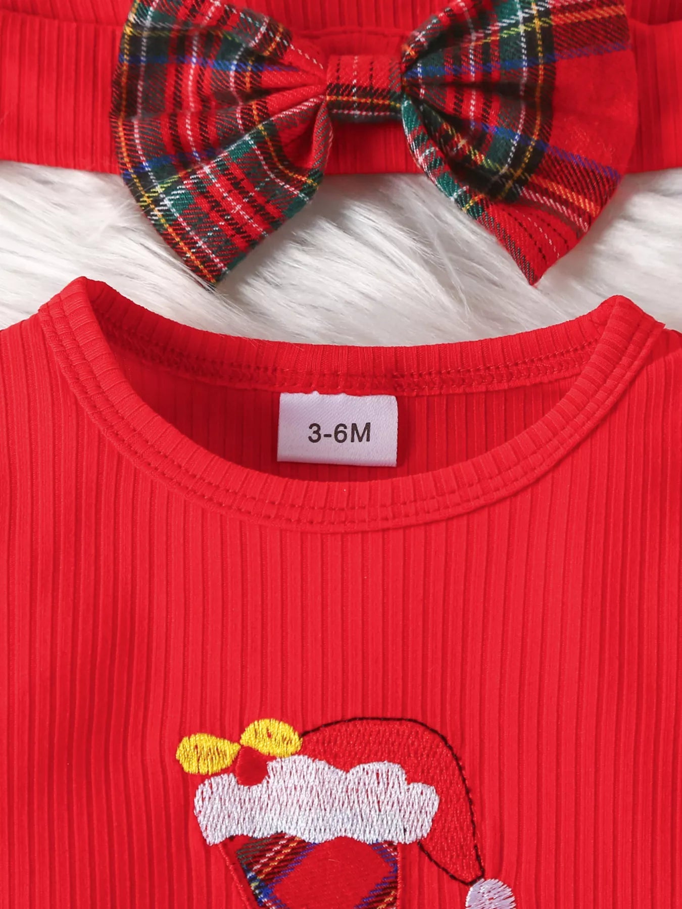 Children's First Christmas Bodysuit and Plaid Dress Outfit Set with Headband designed for comfort and style at Lookzlike