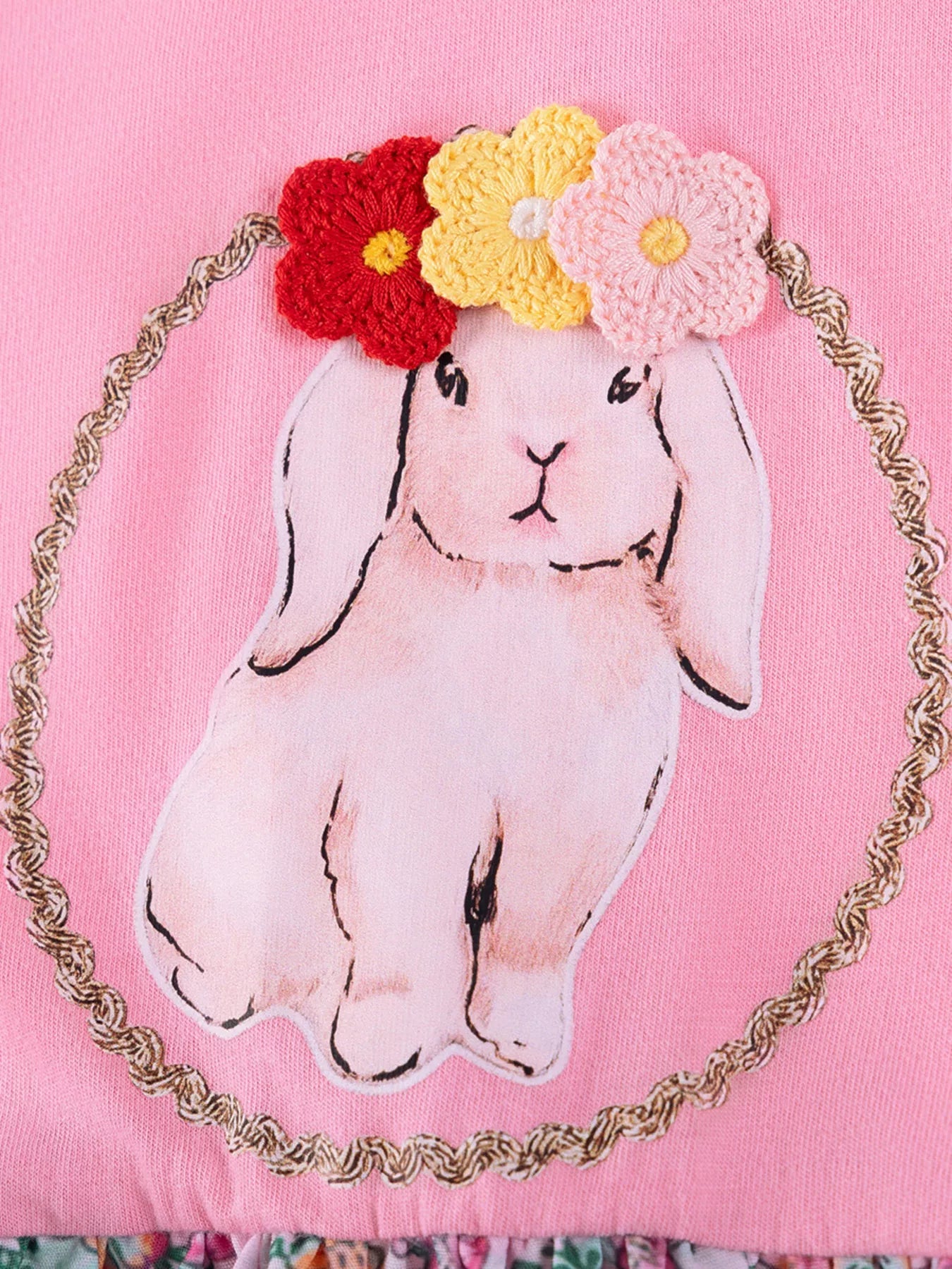 Children's Floral Print Bunny Ruffle Sleeve Dress designed for comfort and style at Lookzlike