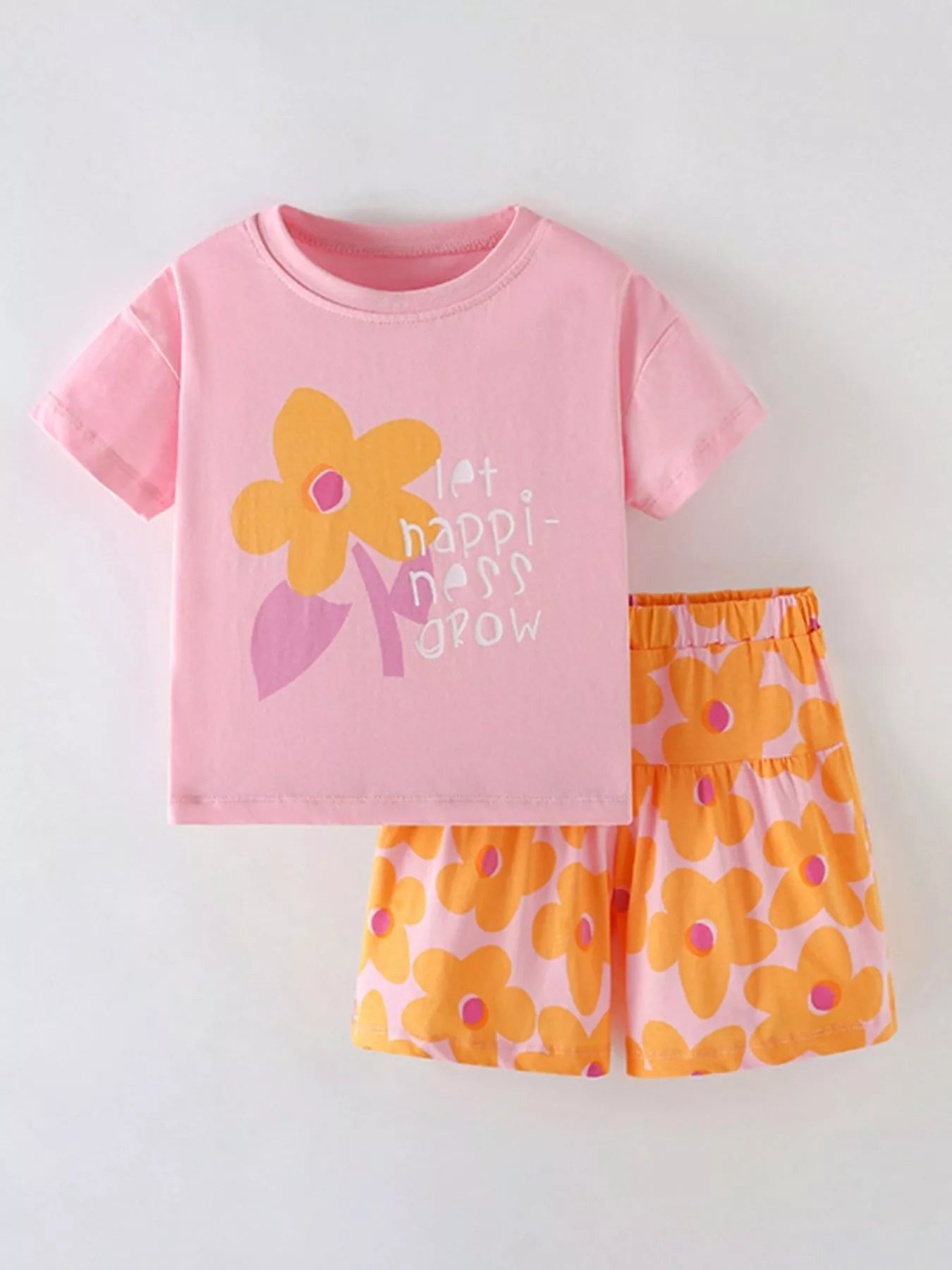 Children's Floral Print Tee and Shorts Set designed for comfort and style at Lookzlike