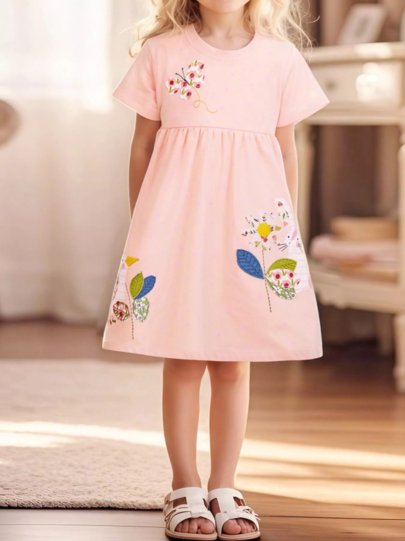 Children's Floral Short Sleeve Dress designed for comfort and style at Lookzlike