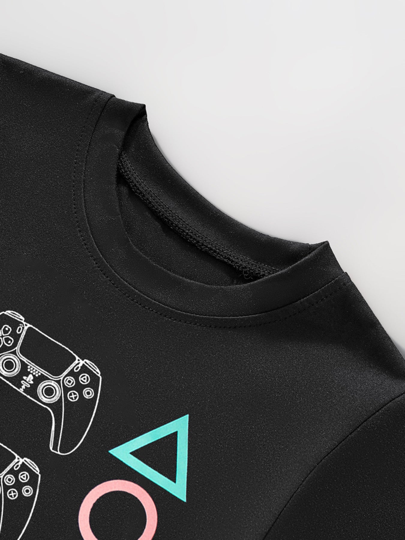 Children's Gaming Controller Graphic Round Neck T-Shirt designed for comfort and style at Lookzlike