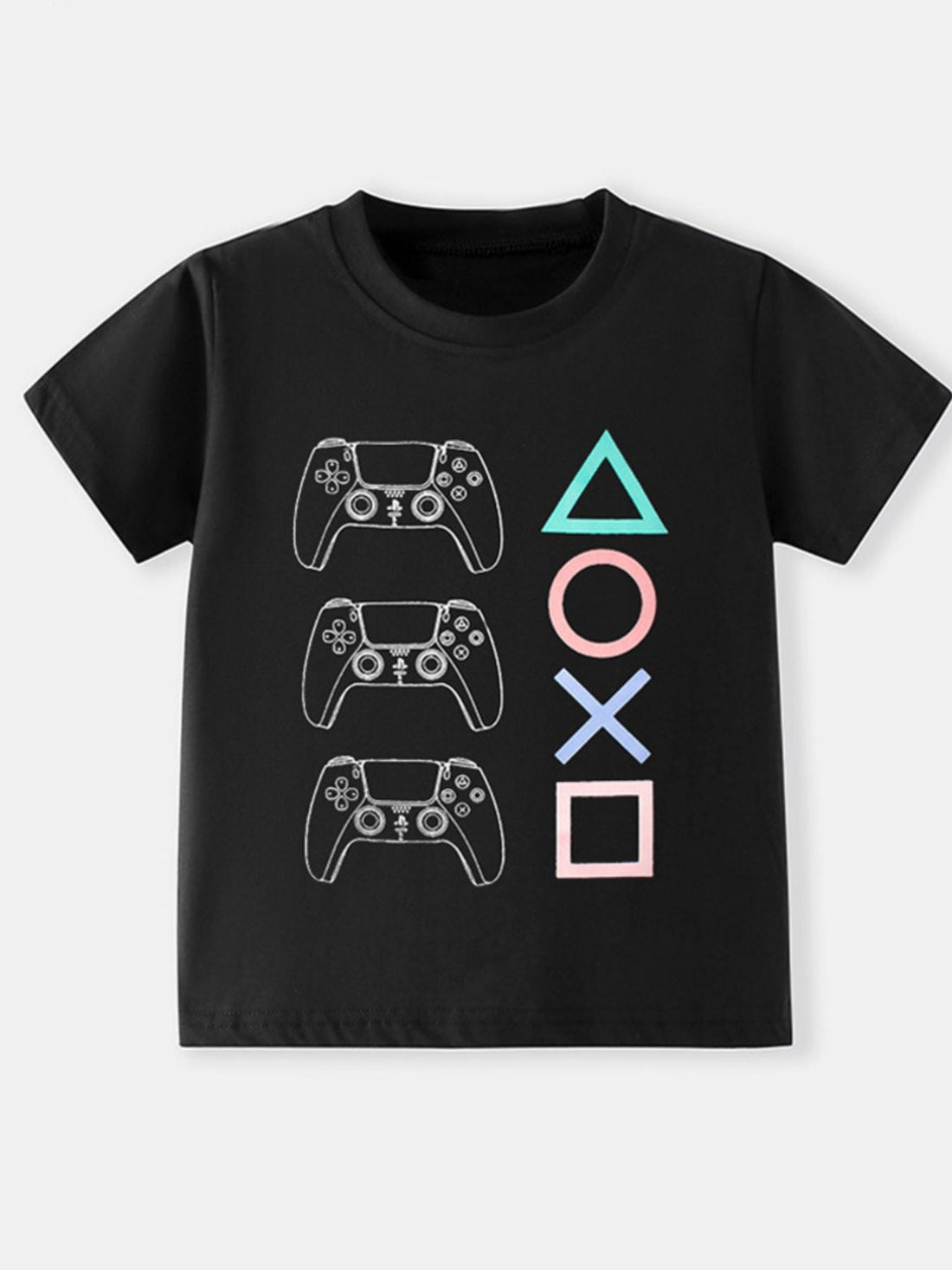 Children's Gaming Controller Graphic Round Neck T-Shirt designed for comfort and style at Lookzlike