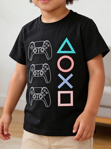 Children's Gaming Controller Graphic Round Neck T-Shirt designed for comfort and style at Lookzlike
