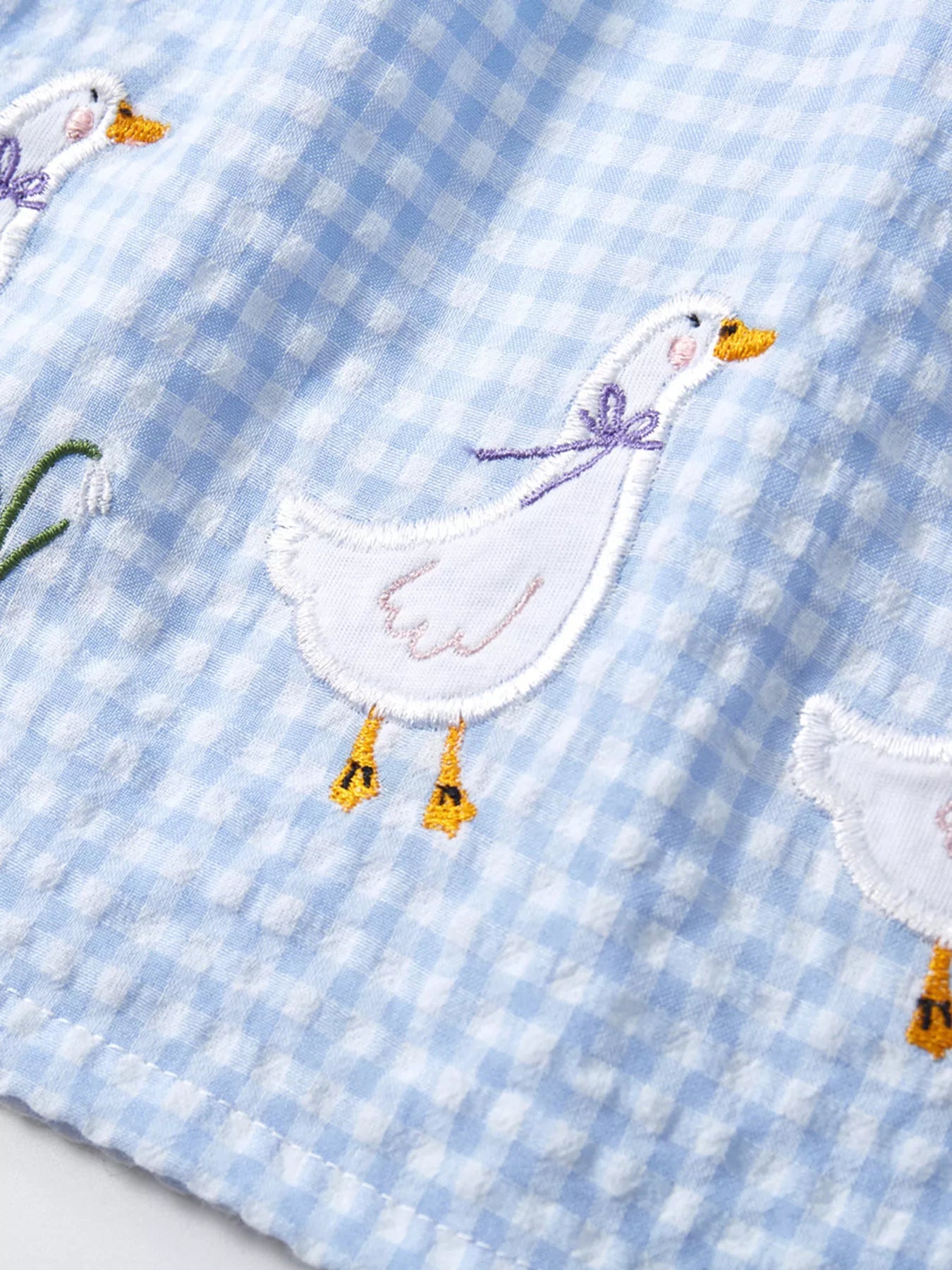 Children's Gingham Goose Embroidered Sleeveless Dress designed for comfort and style at Lookzlike