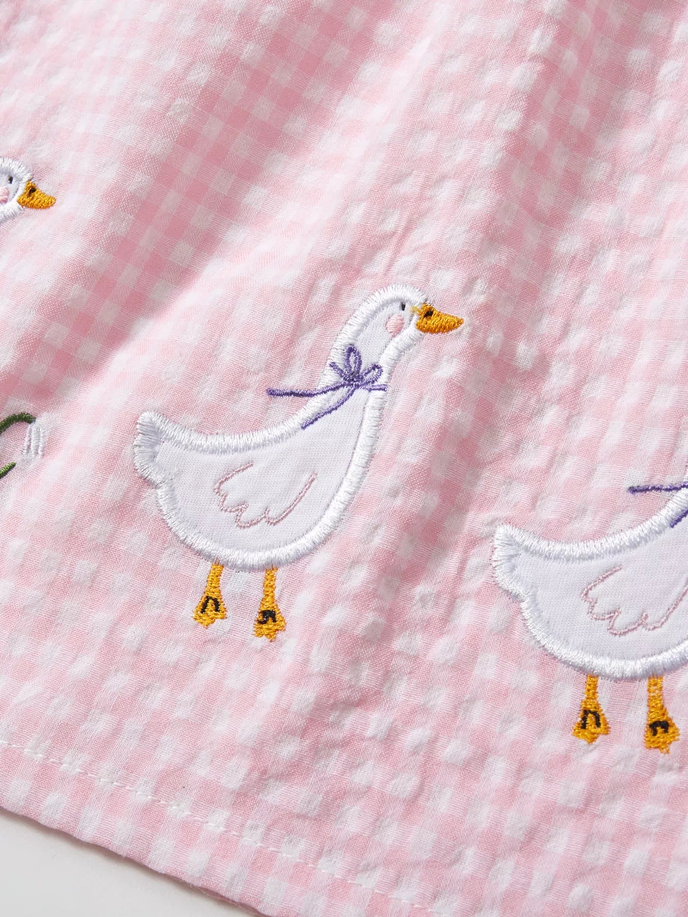 Children's Gingham Goose Embroidered Sleeveless Dress designed for comfort and style at Lookzlike