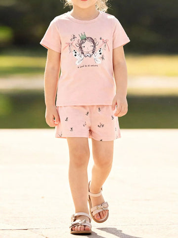 Children's Graphic Short Sleeve Tee and Shorts Set designed for comfort and style at Lookzlike