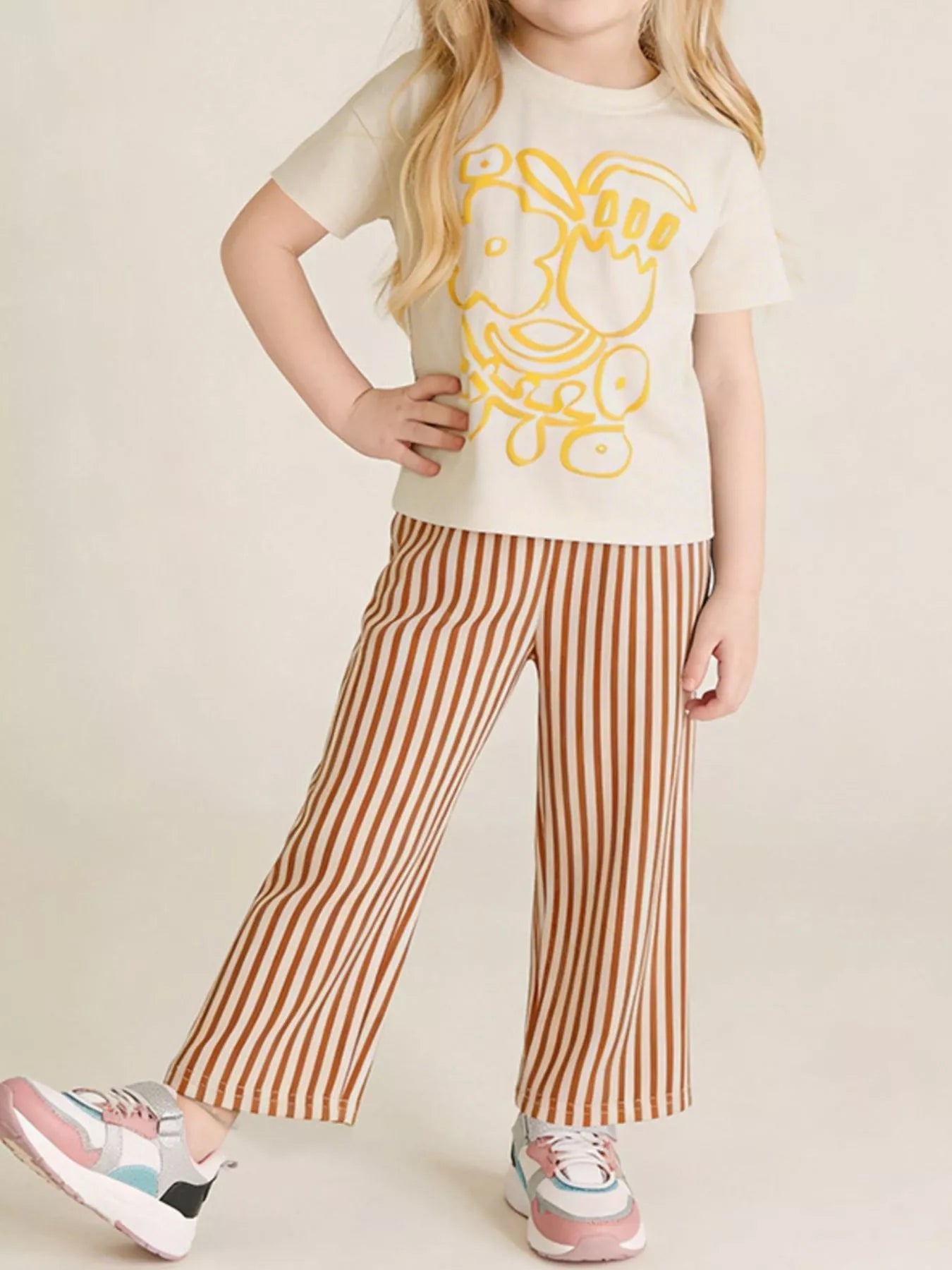 Children's Graphic Tee & Striped Pants Set designed for comfort and style at Lookzlike