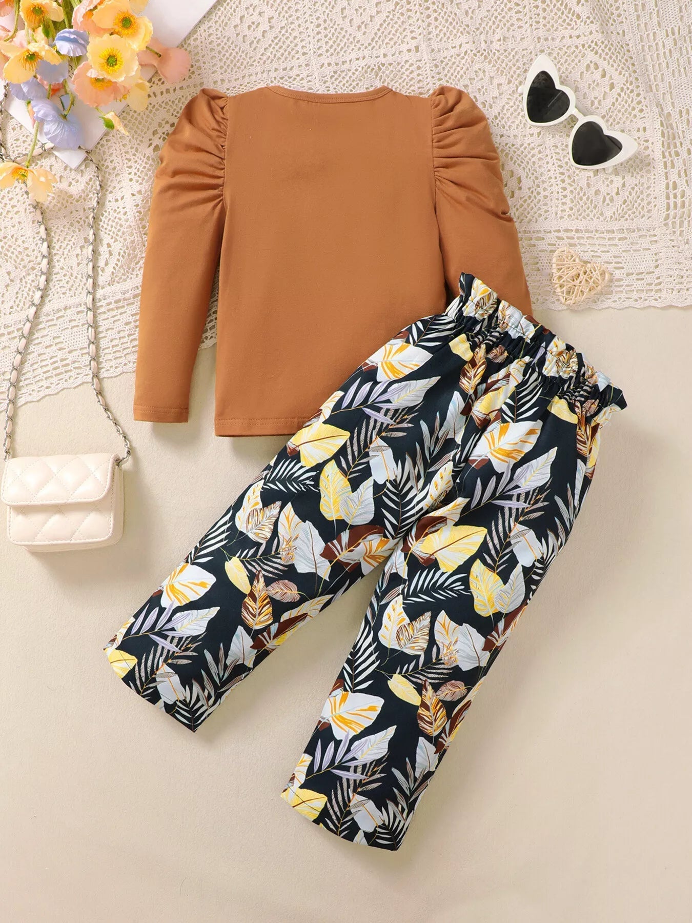 Children's Graphic Top & Floral Pants Set designed for comfort and style at Lookzlike