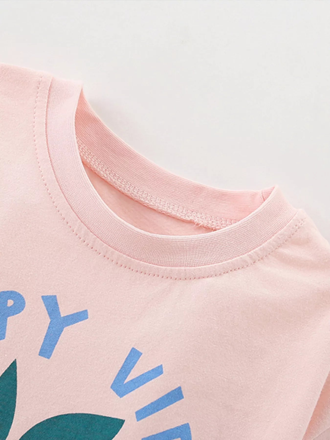Children's Happy Vibes Graphic Tee & Denim Shorts Set designed for comfort and style at Lookzlike