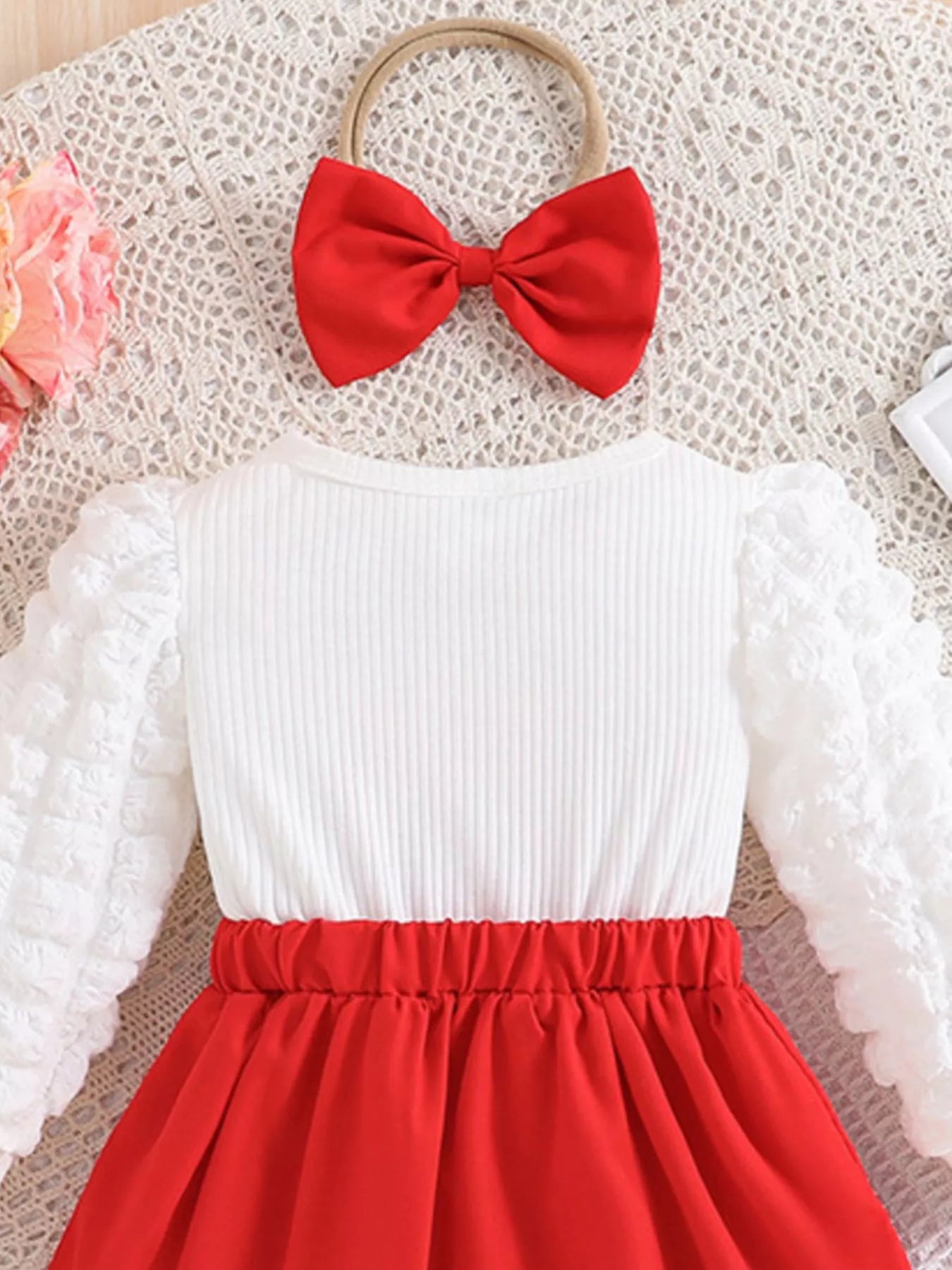 Children's Heart Bowknot Decor Dress with Headband designed for comfort and style at Lookzlike