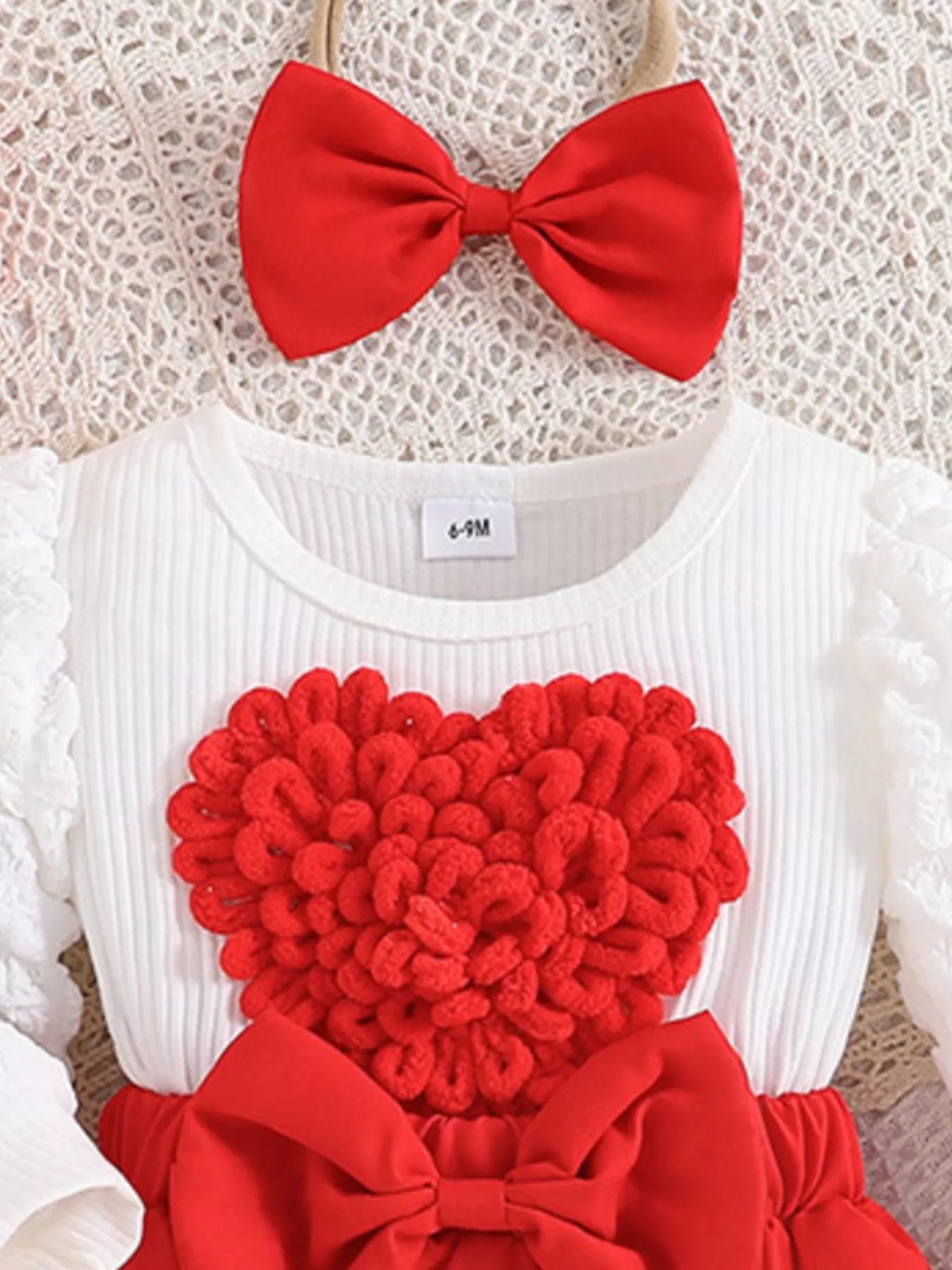 Children's Heart Bowknot Decor Dress with Headband designed for comfort and style at Lookzlike