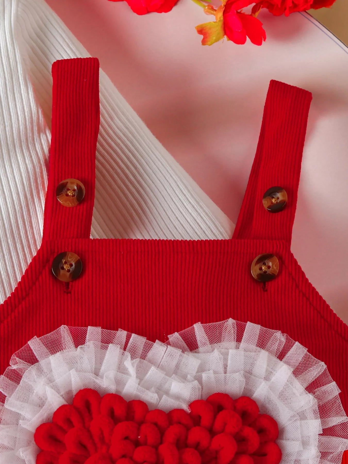 Children's Heart Decor Corduroy Overall Dress & Ribbed Top Set designed for comfort and style at Lookzlike