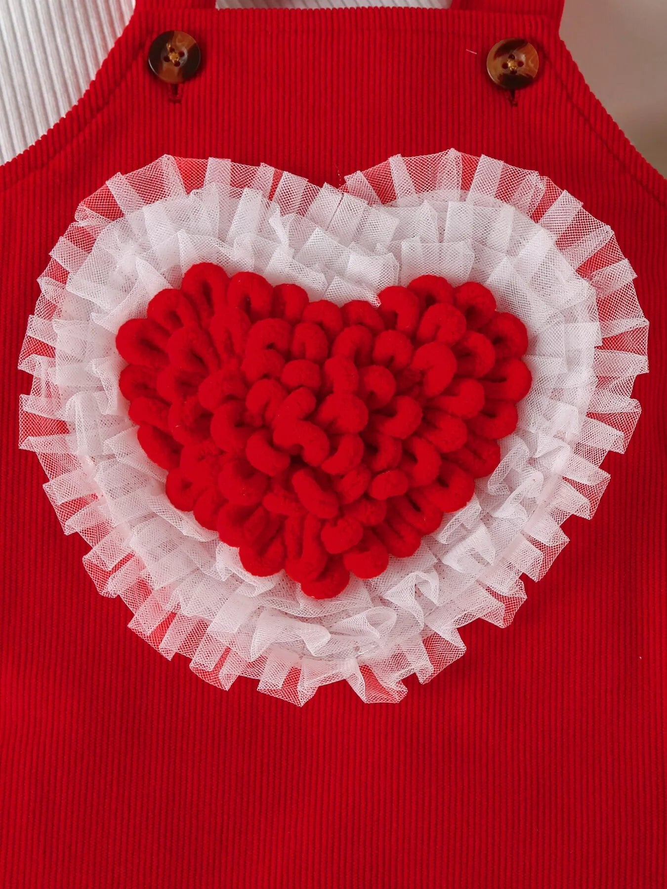 Children's Heart Decor Corduroy Overall Dress & Ribbed Top Set designed for comfort and style at Lookzlike