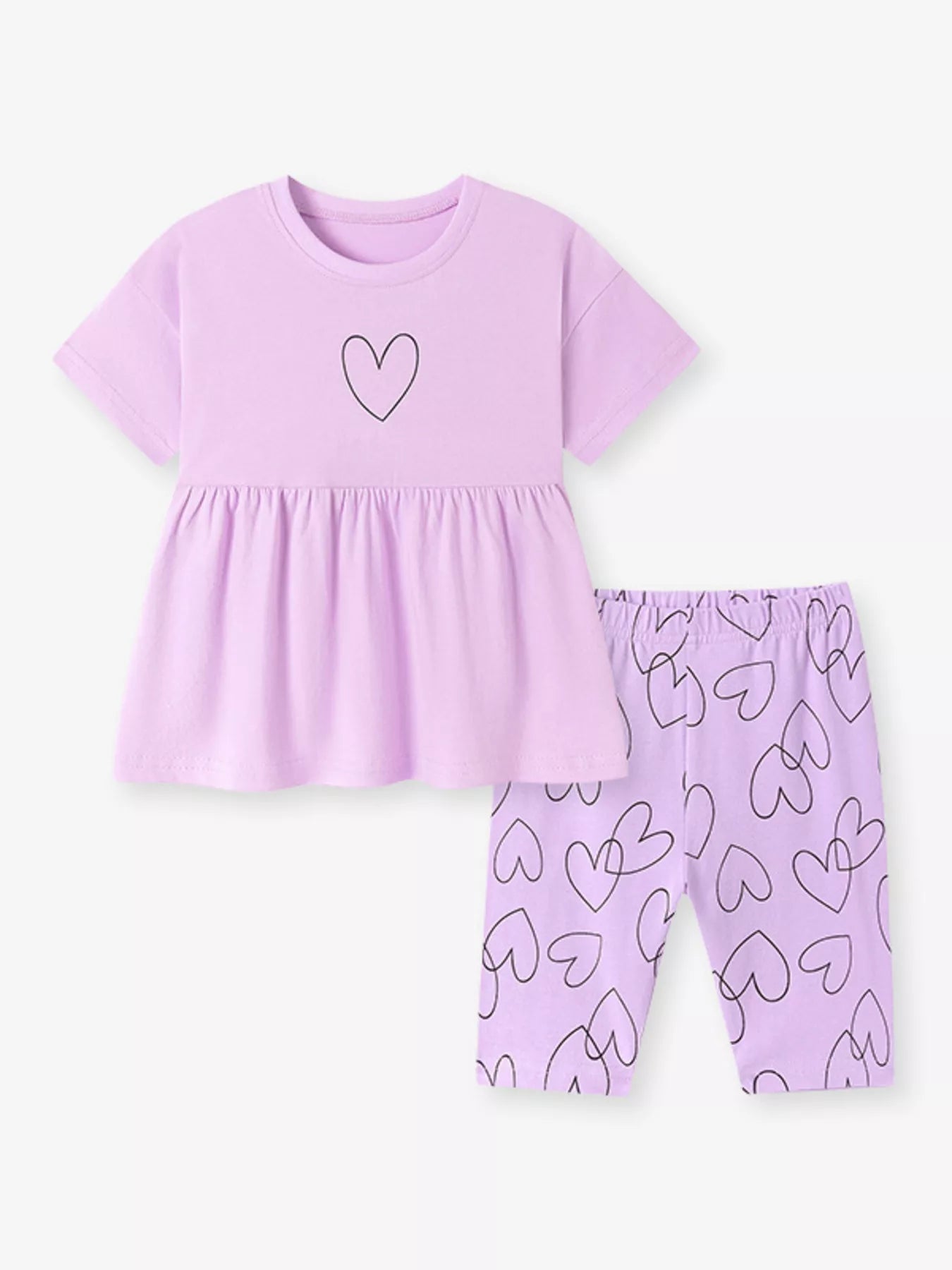 Children's Heart Print Tee and Shorts Casual Set designed for comfort and style at Lookzlike