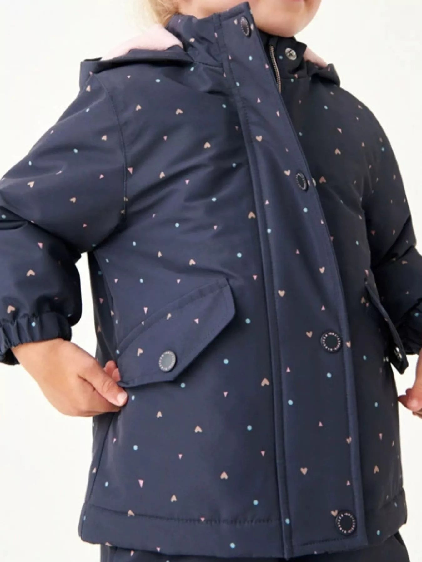 Children's Heart Print Zip Up Jacket designed for comfort and style at Lookzlike