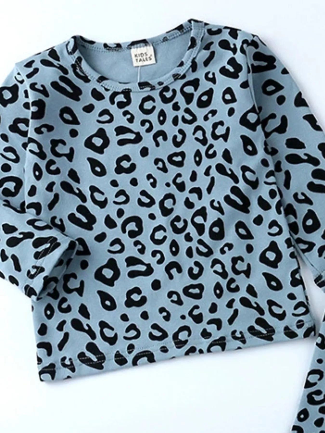 Children's Leopard Print Long Sleeve Top and Pants Set designed for comfort and style at Lookzlike