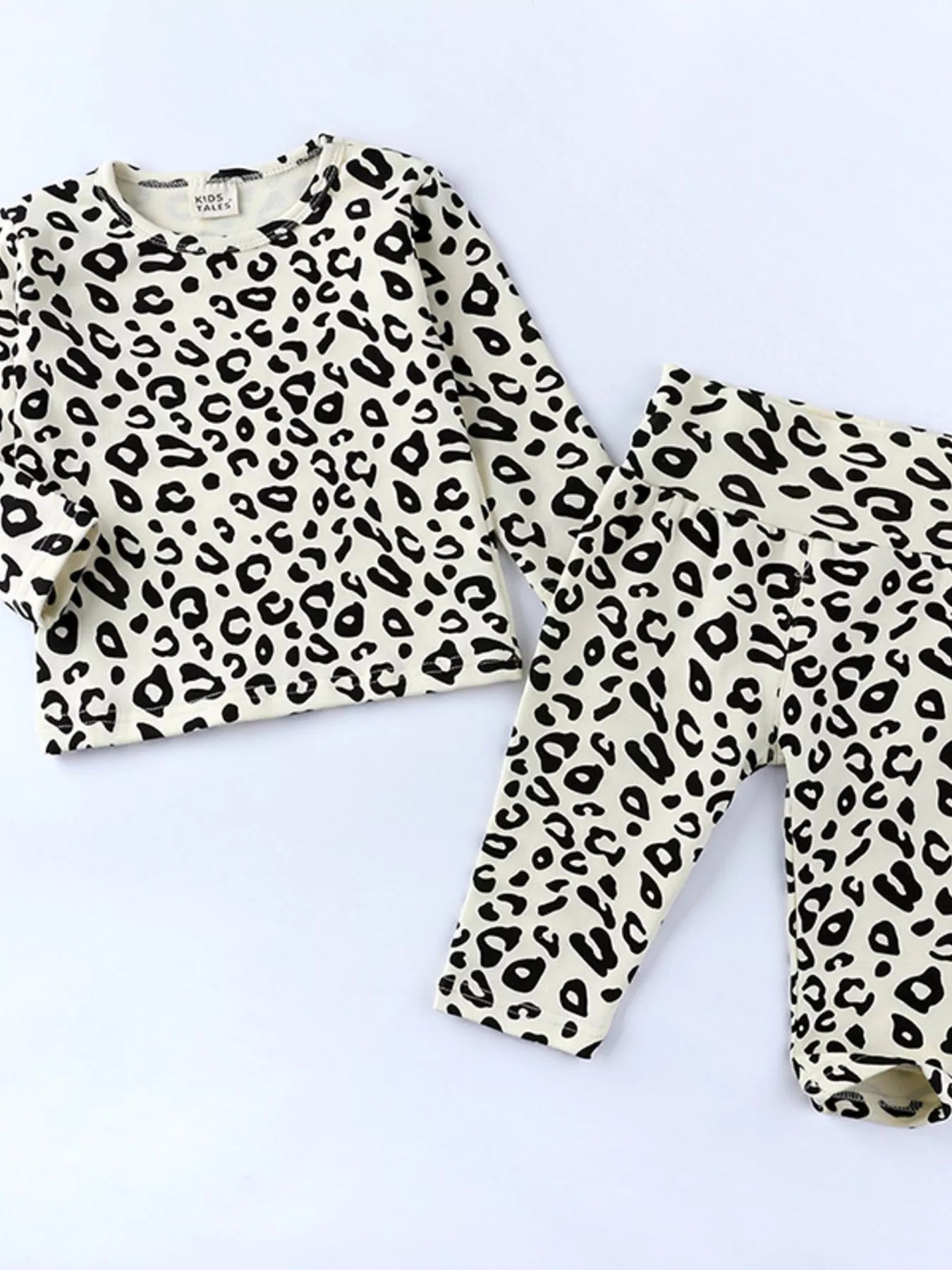 Children's Leopard Print Long Sleeve Top and Pants Set designed for comfort and style at Lookzlike