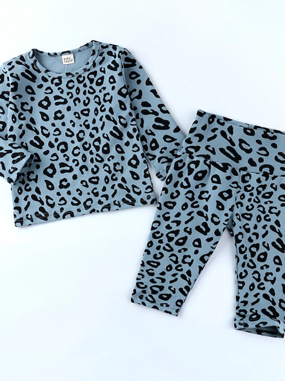 Children's Leopard Print Long Sleeve Top and Pants Set designed for comfort and style at Lookzlike