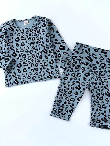 Children's Leopard Print Long Sleeve Top and Pants Set designed for comfort and style at Lookzlike