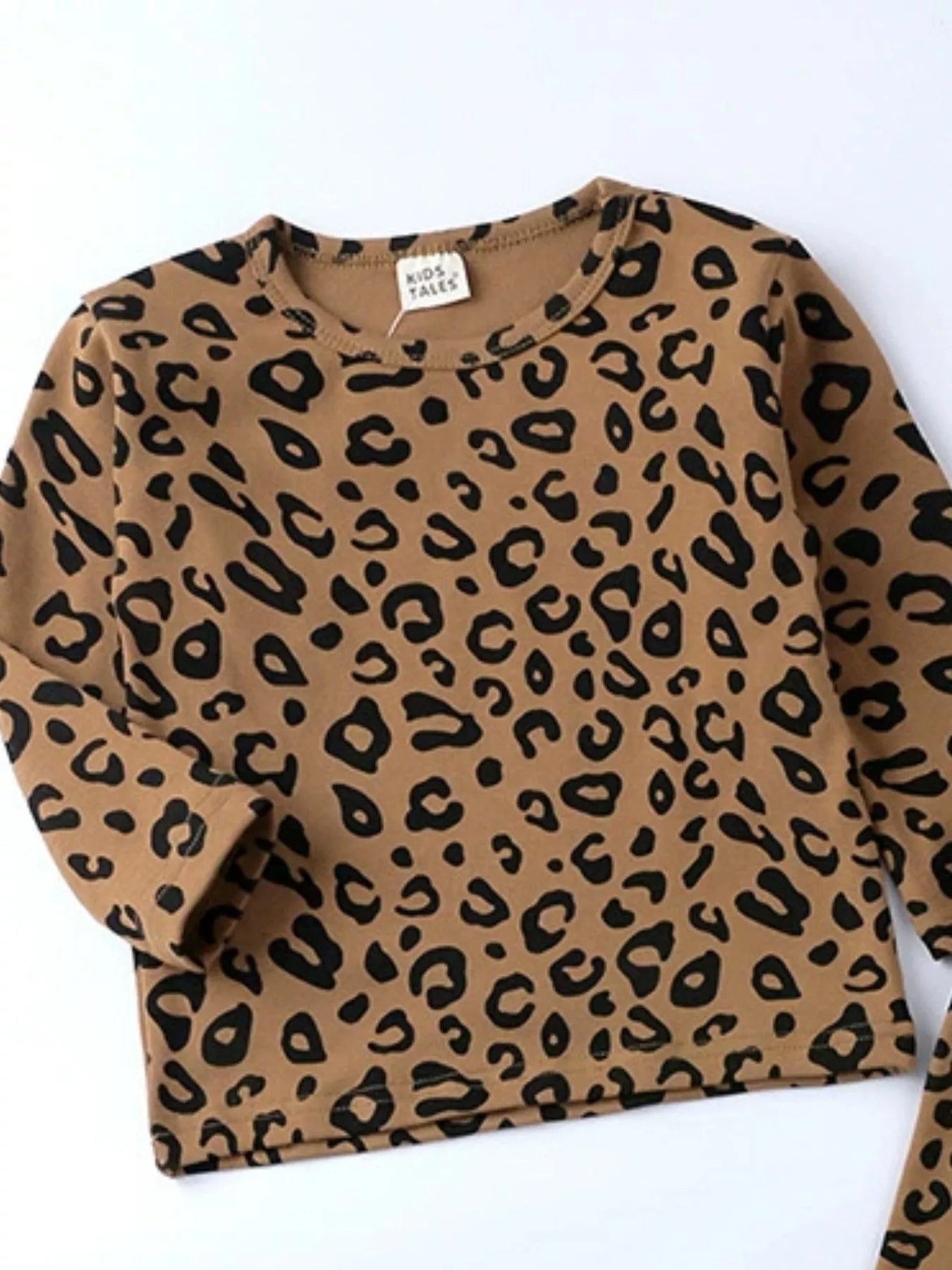 Children's Leopard Print Long Sleeve Top and Pants Set designed for comfort and style at Lookzlike