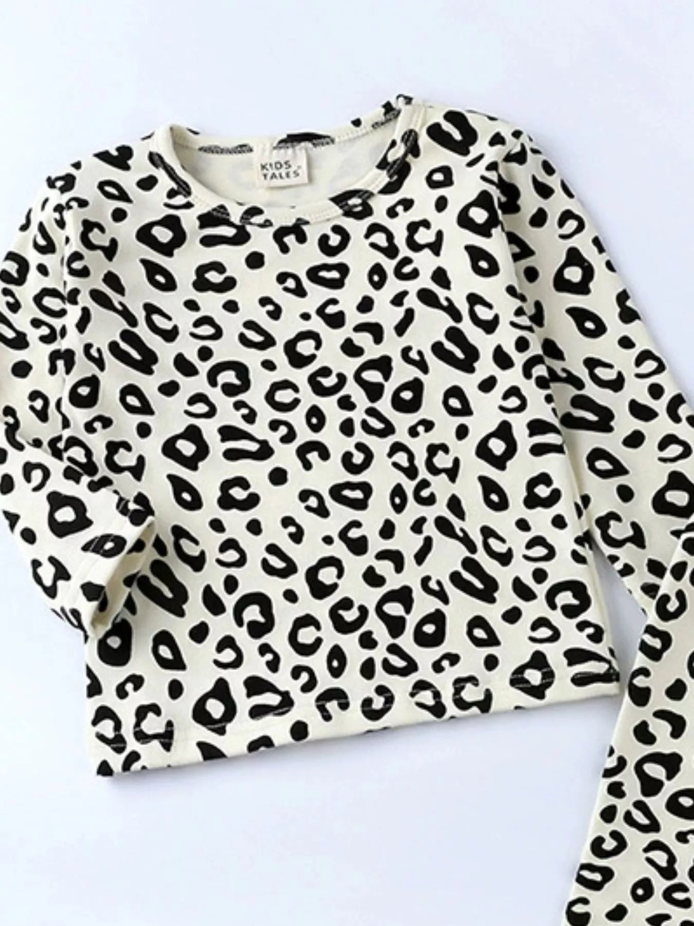 Children's Leopard Print Long Sleeve Top and Pants Set designed for comfort and style at Lookzlike
