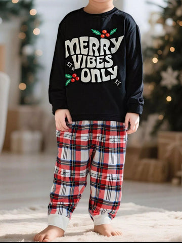 Children's Merry Vibes Only Christmas Pajama Set designed for comfort and style at Lookzlike
