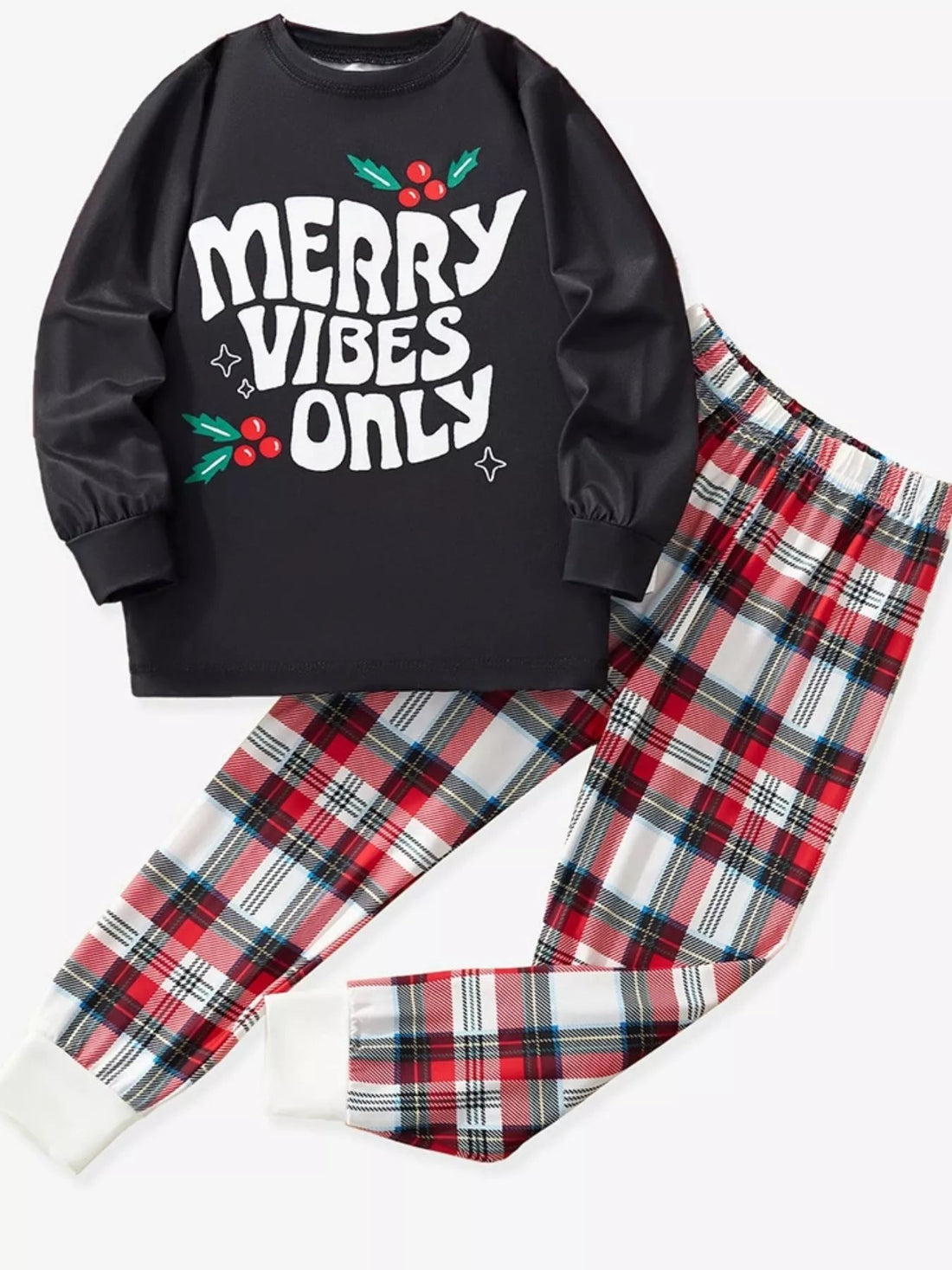 Children's Merry Vibes Only Christmas Pajama Set designed for comfort and style at Lookzlike