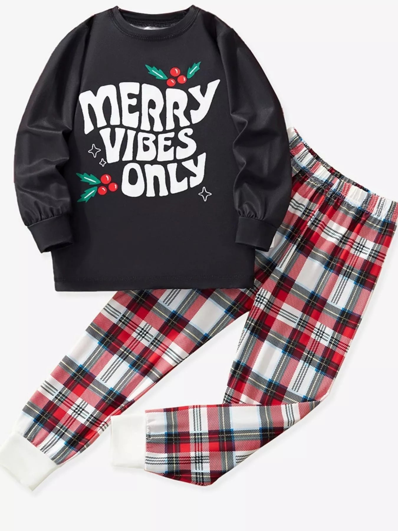 Children's Merry Vibes Only Christmas Pajama Set designed for comfort and style at Lookzlike