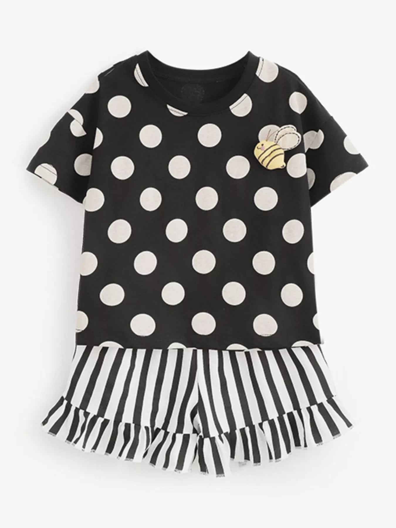 Children's Polka Dot Top and Ruffle Trim Shorts Set designed for comfort and style at Lookzlike