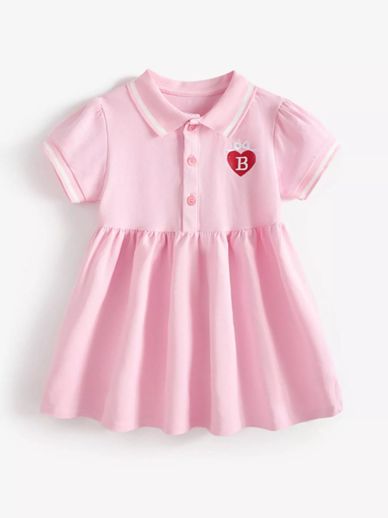 Children's Polo Collar Embroidered Heart Dress designed for comfort and style at Lookzlike