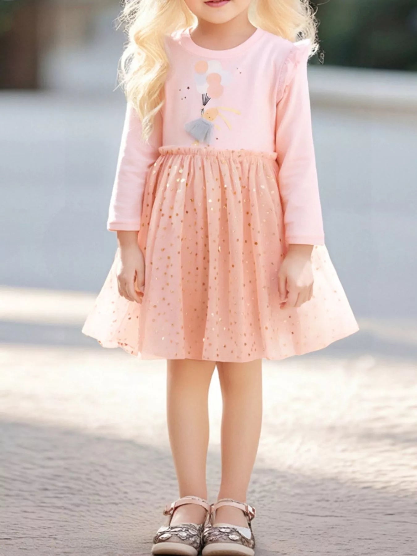 Children's Rabbit Long Sleeve Tulle Dress designed for comfort and style at Lookzlike