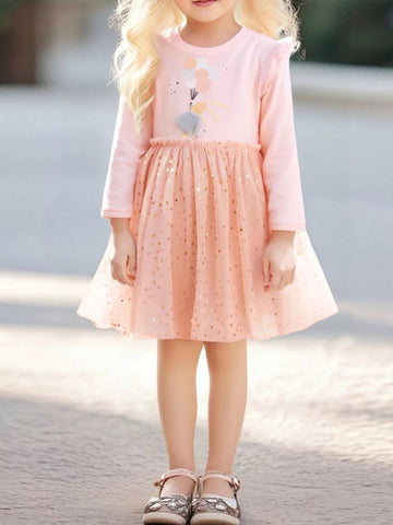 Children's Rabbit Long Sleeve Tulle Dress designed for comfort and style at Lookzlike