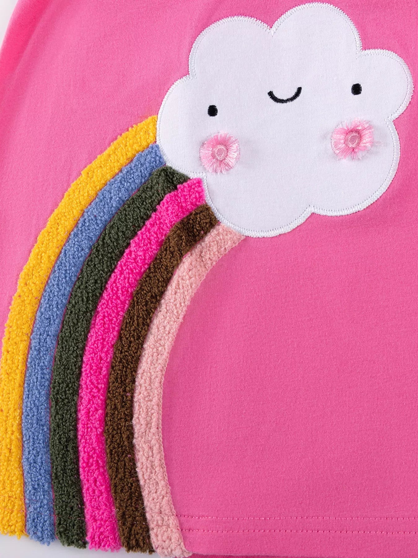 Children's Rainbow Cloud Applique Casual Dress designed for comfort and style at Lookzlike