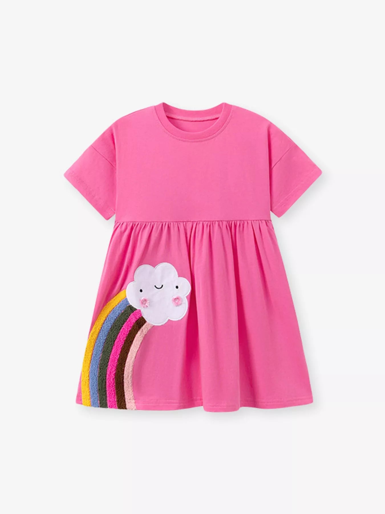 Children's Rainbow Cloud Applique Casual Dress designed for comfort and style at Lookzlike