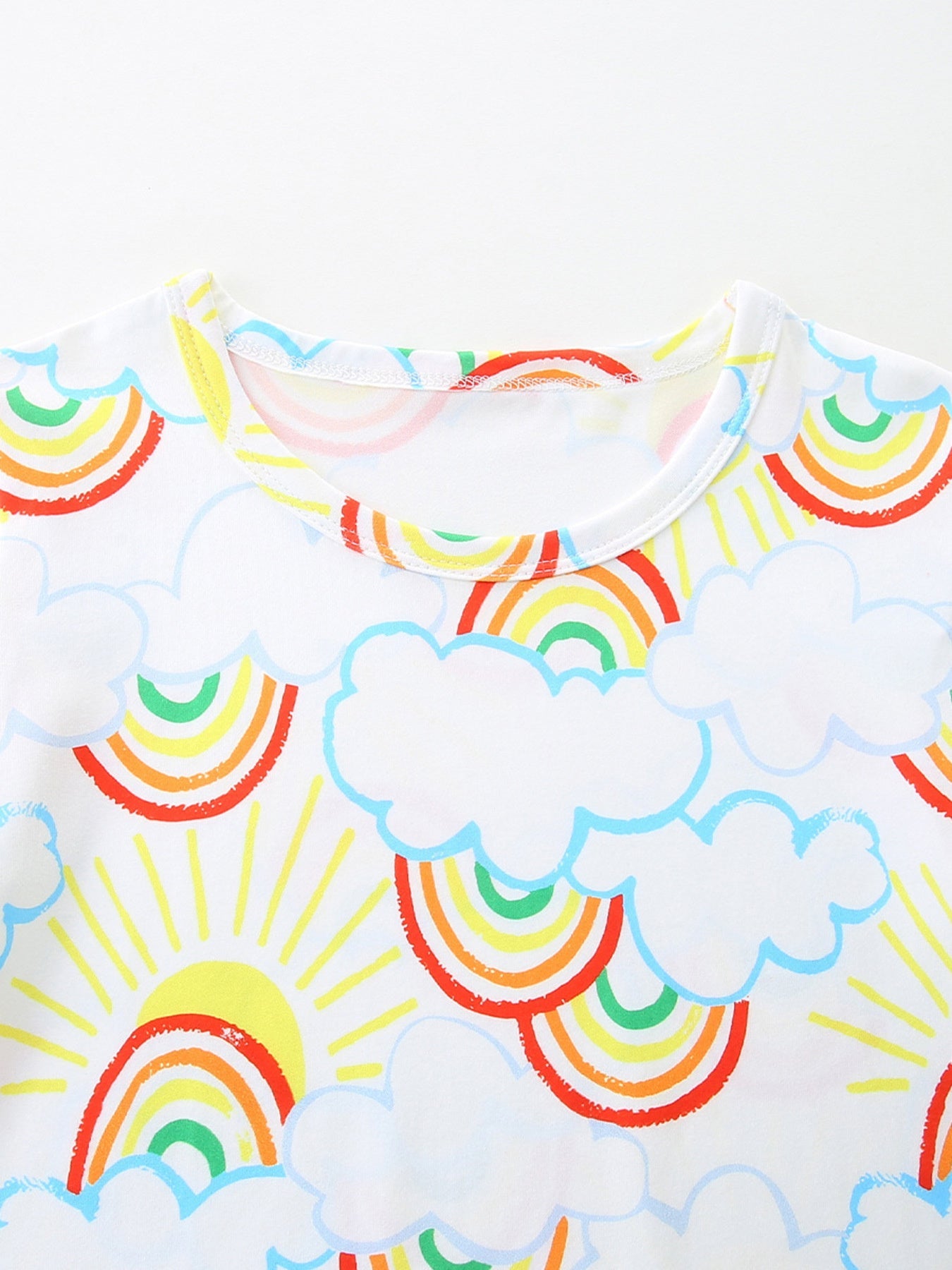 Children's Rainbow Cloud Print Tee and Shorts Set designed for comfort and style at Lookzlike