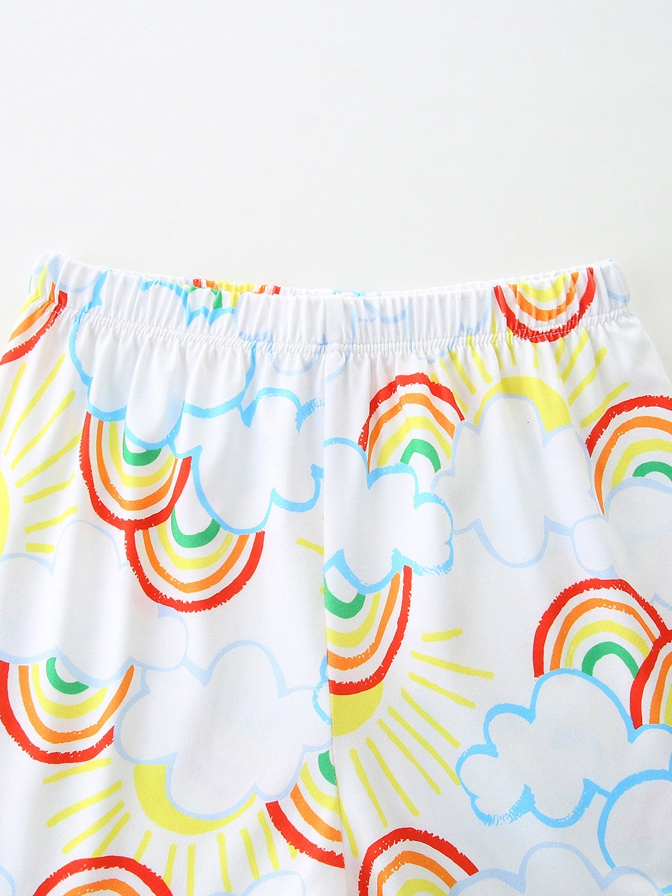 Children's Rainbow Cloud Print Tee and Shorts Set designed for comfort and style at Lookzlike