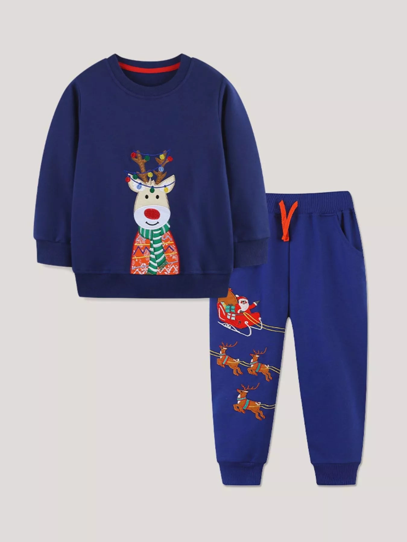 Children's Reindeer Embroidered Christmas Outfit Set designed for comfort and style at Lookzlike